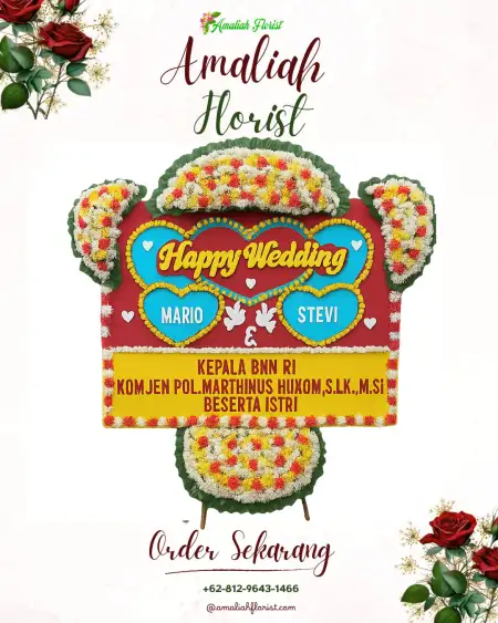 Papan Bunga Pernikahan Beruntung Baru